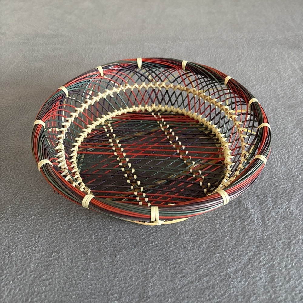 Colorful Woven Table Bowl Wicker‎ Rattan Basket Centerpiece Multicolor